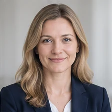 AI-generated sample portrait for the International SEO Specialist layout; not a confirmed employee