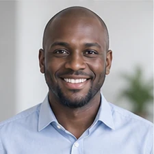 AI-generated sample portrait for the SEO Content Strategist layout; not a confirmed employee