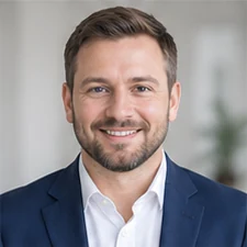 AI-generated sample portrait for the On-Page SEO Specialist layout; not a confirmed employee