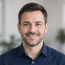 AI-generated sample portrait for the SEO Link Outreach Specialist layout; not a confirmed employee
