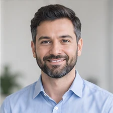 AI-generated sample portrait for the SEO Outreach Coordinator layout; not a confirmed employee