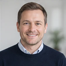 AI-generated sample portrait for the Answer Engine SEO Specialist layout; not a confirmed employee