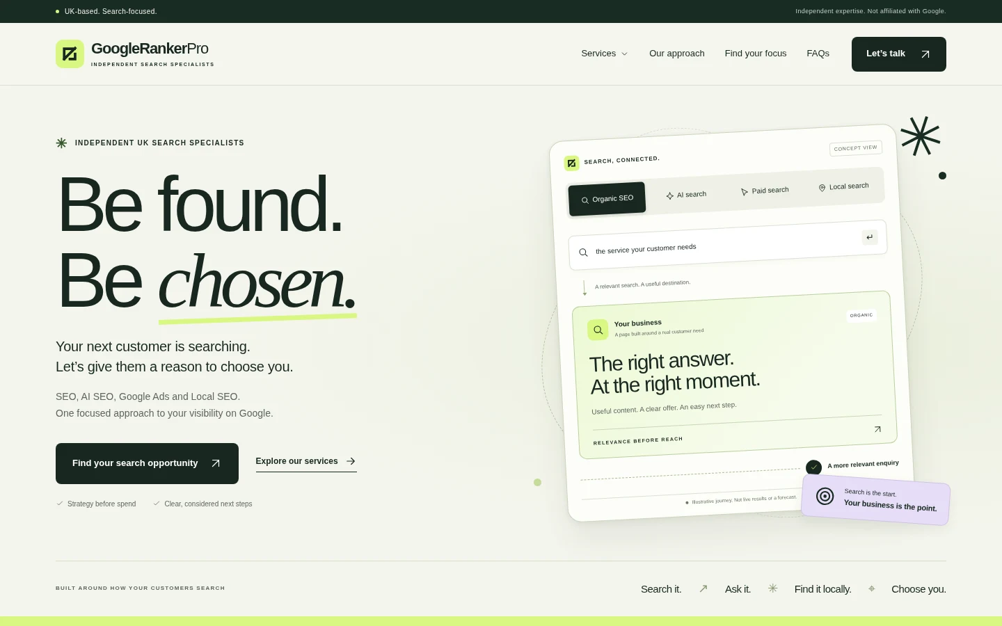 Earlier Google Ranker Pro homepage design